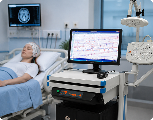 EEG recording workstation in a clinical room