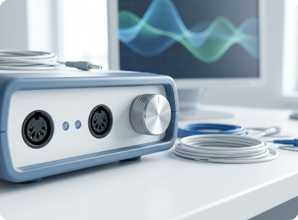 Close view of the PRO Portable system connectors and medical-grade enclosure