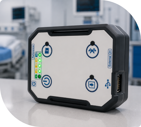 Angled view of the EMG and NIRS wearable device