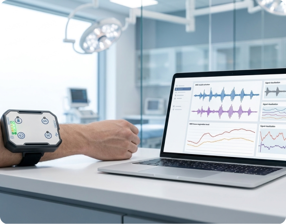 EMG and NIRS software visualization beside the wearable device