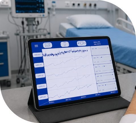 SCA monitoring software beside a hospital bed